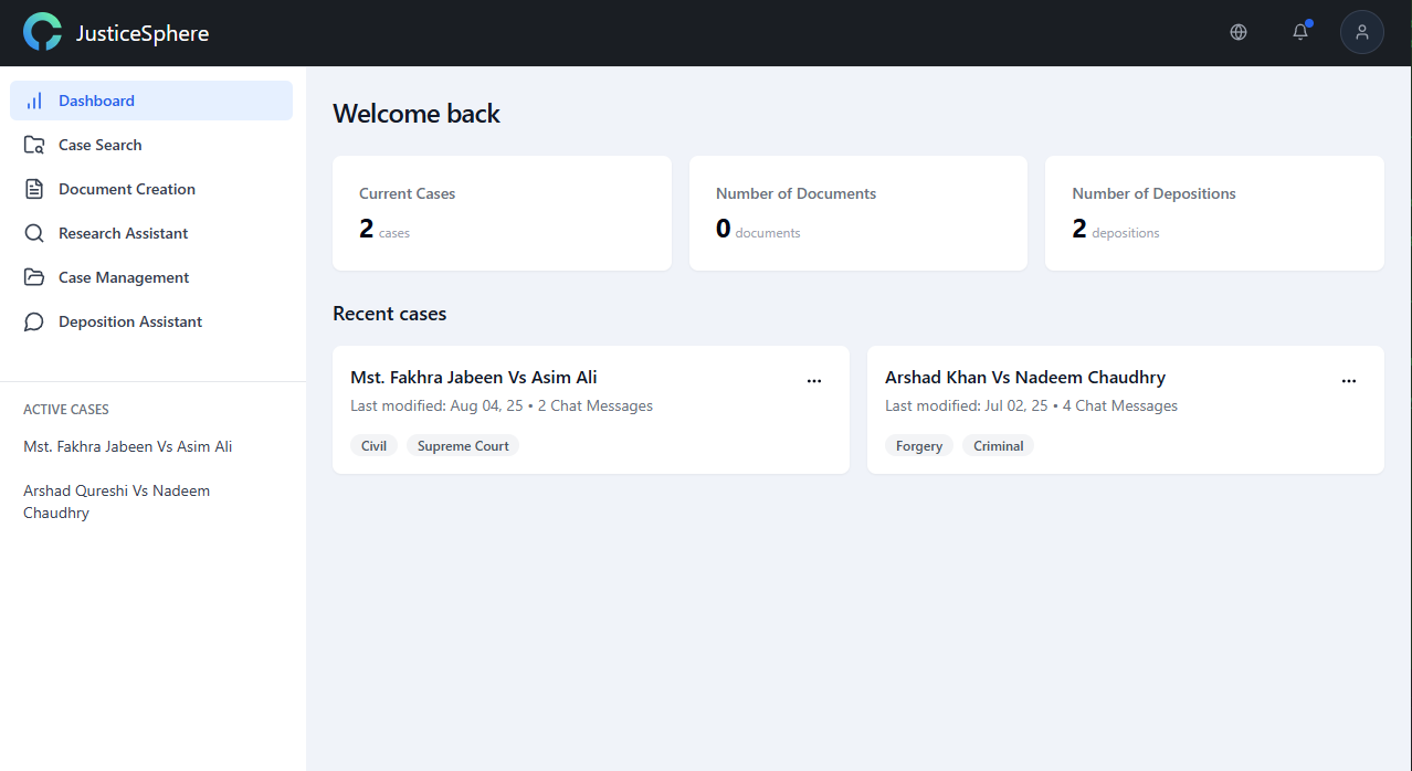 JusticeSphere Dashboard